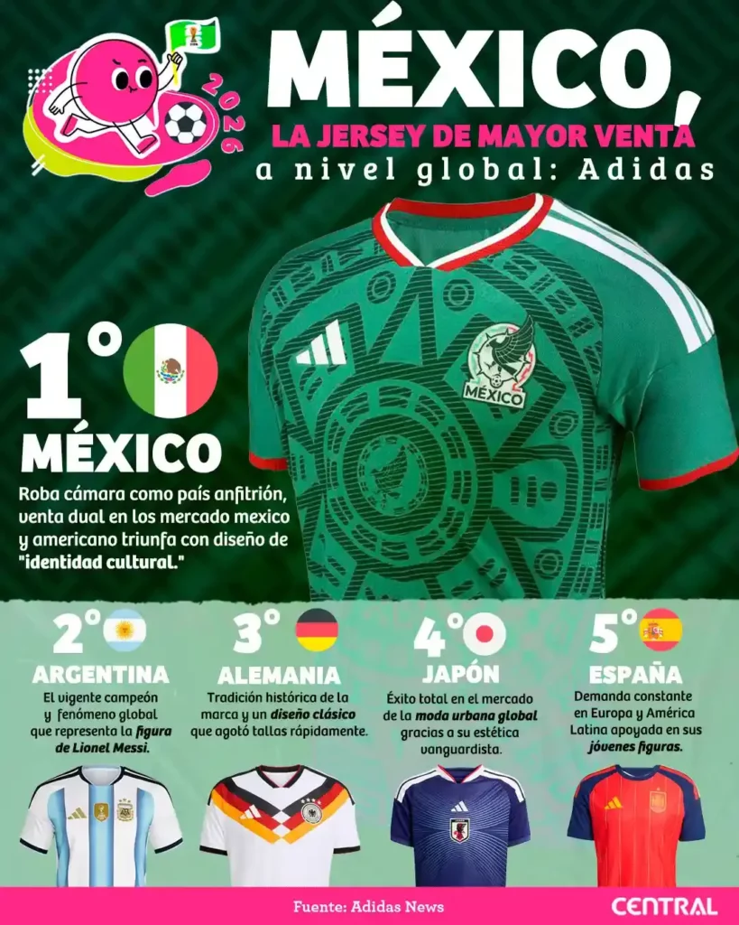 Jersey de la Selección Mexicana supera a España y Alemania como la más vendida: Adidas