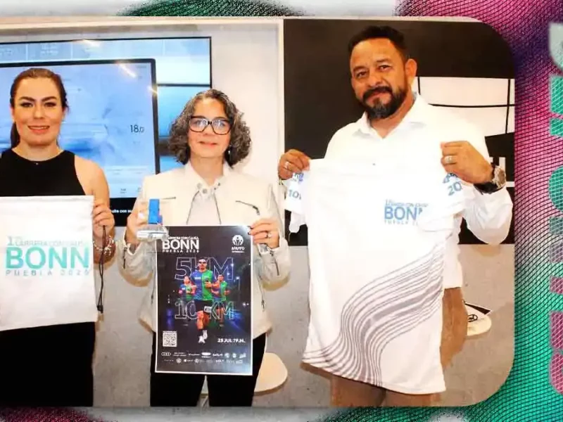Presentan playera y medalla conmemorativa de la primera Carrera Bonn Puebla 2026