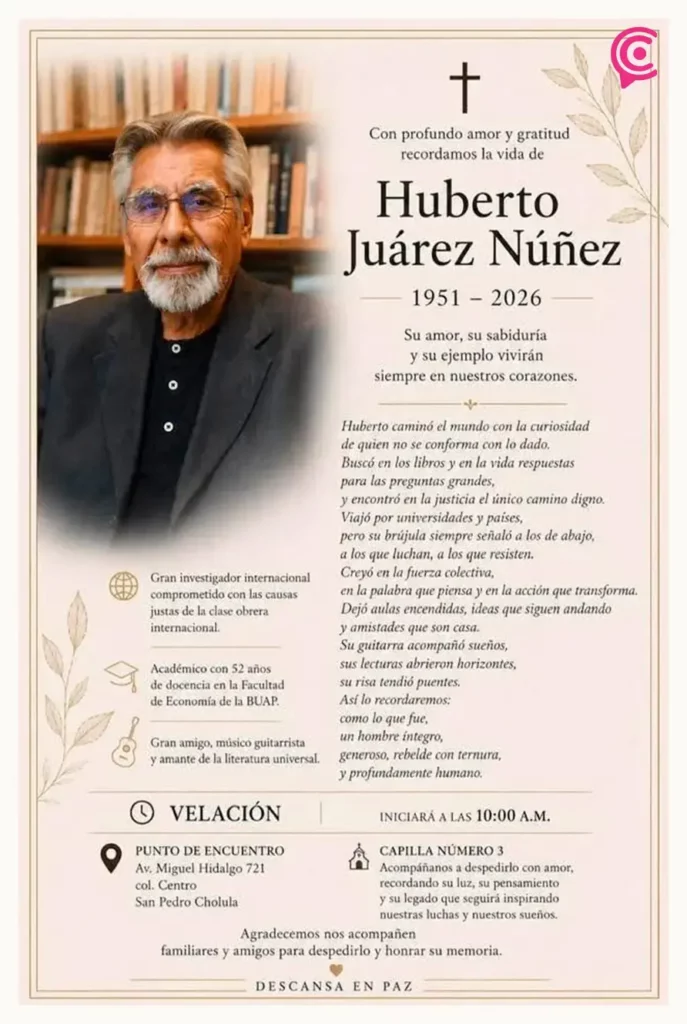 Muere Huberto Juárez Núñez, profesor de Economía BUAP y defensor de la clase trabajadora