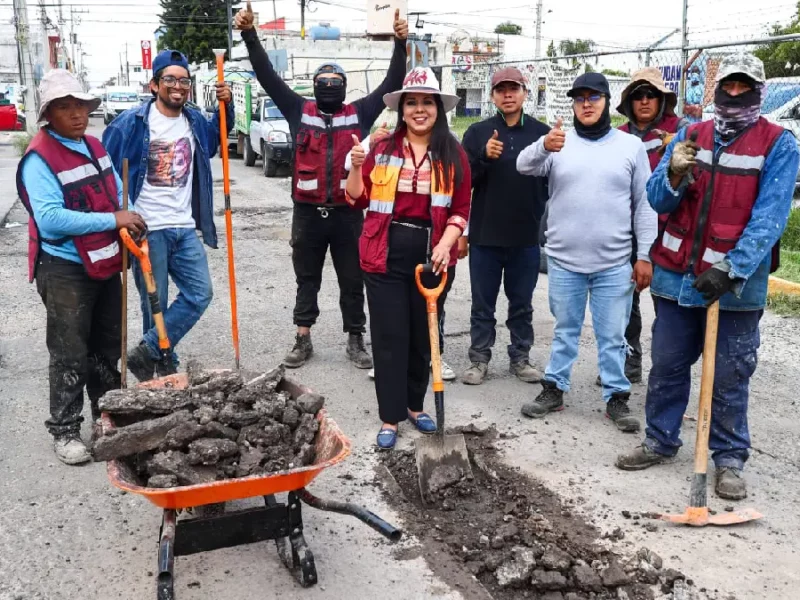 Tonantzin Fernández impulsa el programa de bacheo más amplio en la historia reciente de San Pedro Cholula
