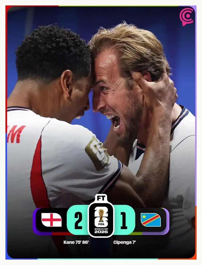 Inglaterra remonta al Congo y enfrentará a México en octavos del Mundial 2026