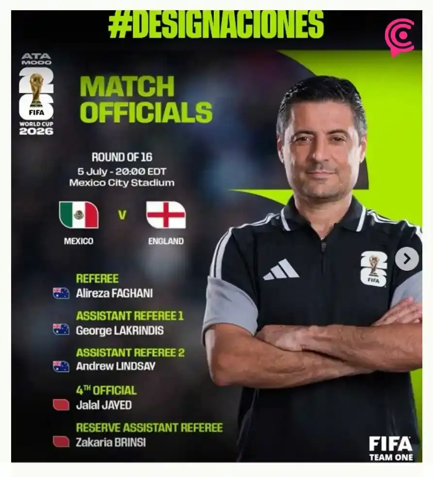 Alireza Faghani será el árbitro encargado de dirigir el partido entre México e Inglaterra