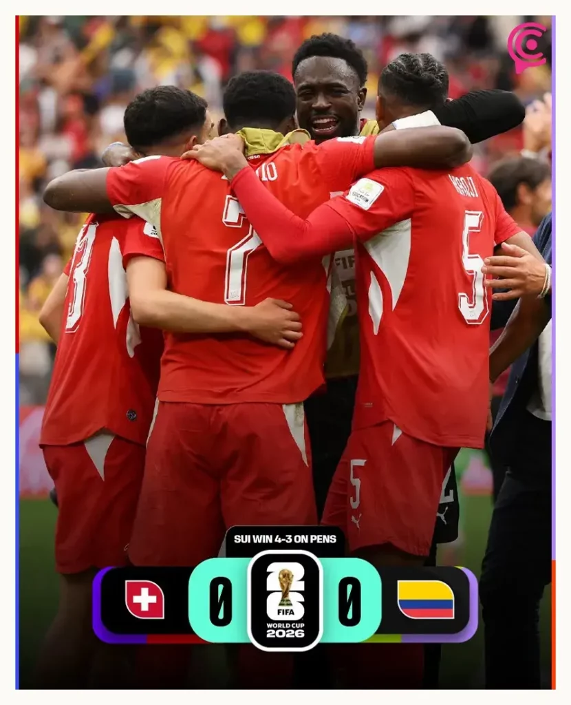 Suiza elimina a Colombia en penales y avanza a cuartos de final del Mundial 2026