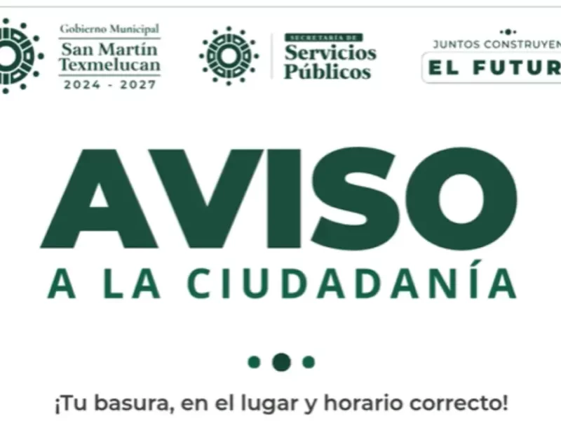 Anuncia gobierno de Texmelucan nuevos horarios de recolección de basura en seis colonias de la ciudad