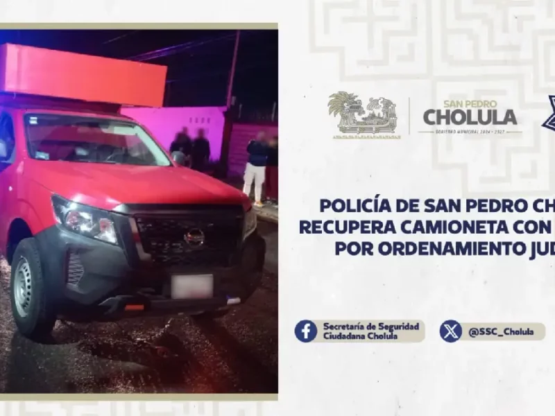 Policía de San Pedro Cholula recupera camioneta con reporte por ordenamiento judicial