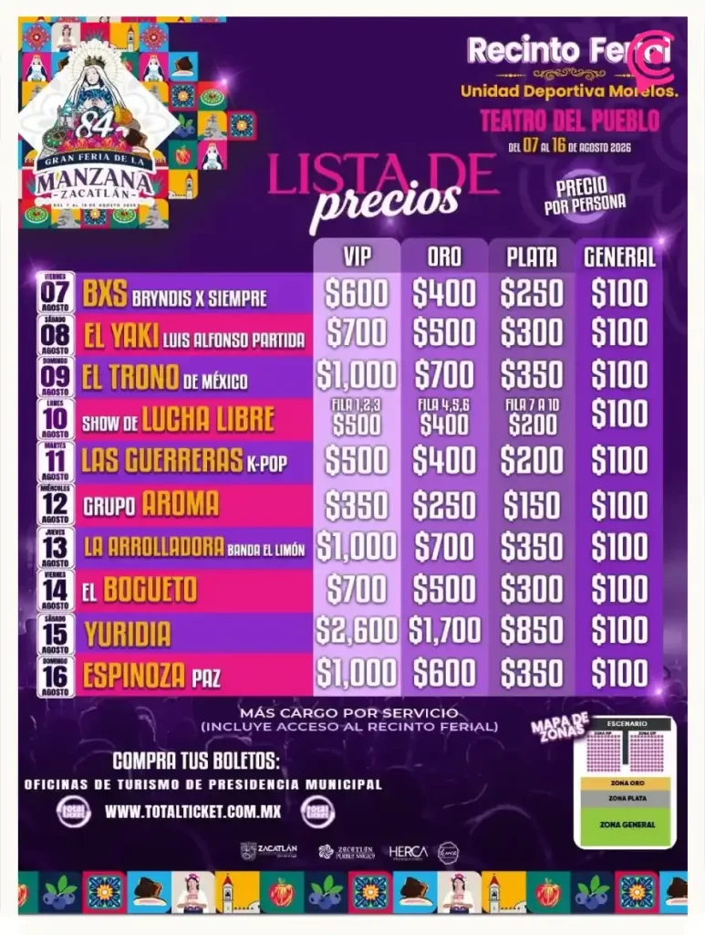 Yuridia, El Bogueto y Espinoza Paz encabezan la Feria de la Manzana 2026 en Zacatlán
