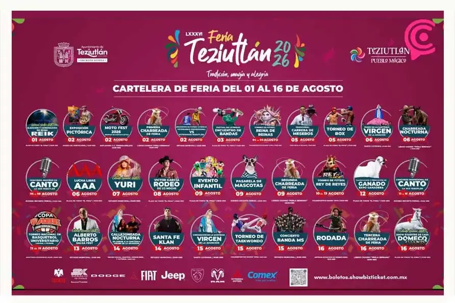 Banda MS, Yuri y Santa Fe Klan, artistas presentes en la Feria de Teziutlán 2026
