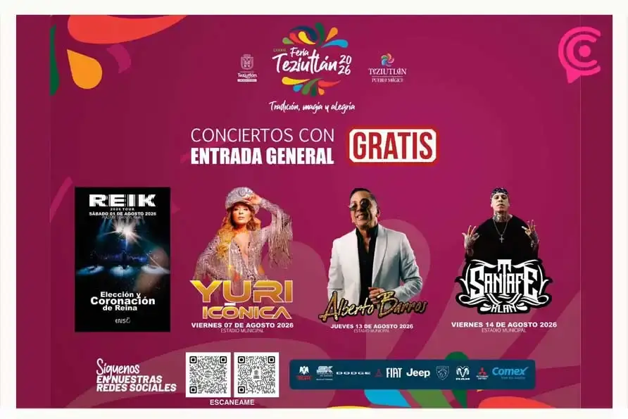Banda MS, Yuri y Santa Fe Klan, artistas presentes en la Feria de Teziutlán 2026