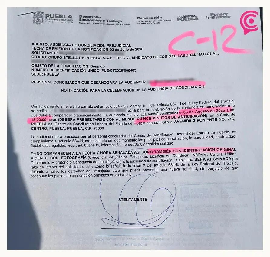 Extrabajadora de Grupo Stella de Puebla denuncia discriminación y hostigamiento laboral