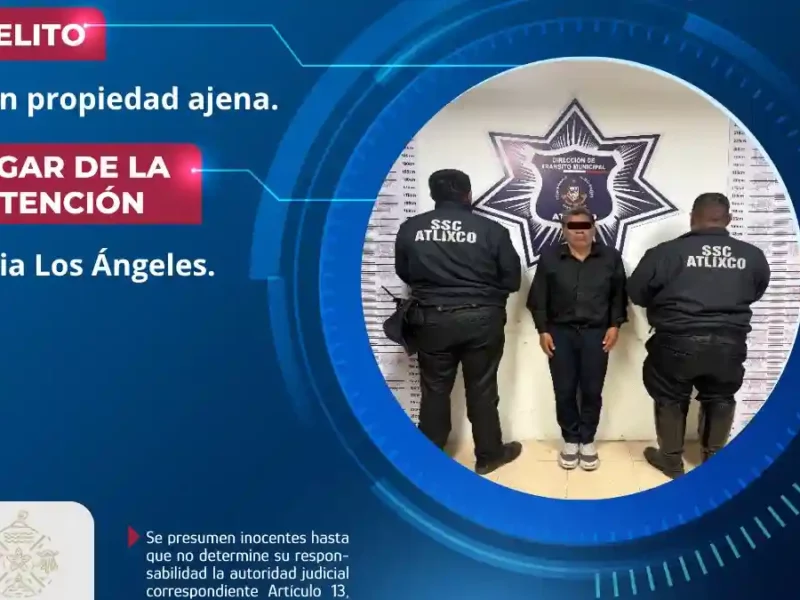 Detenido en Atlixco por causar daños tras chocar