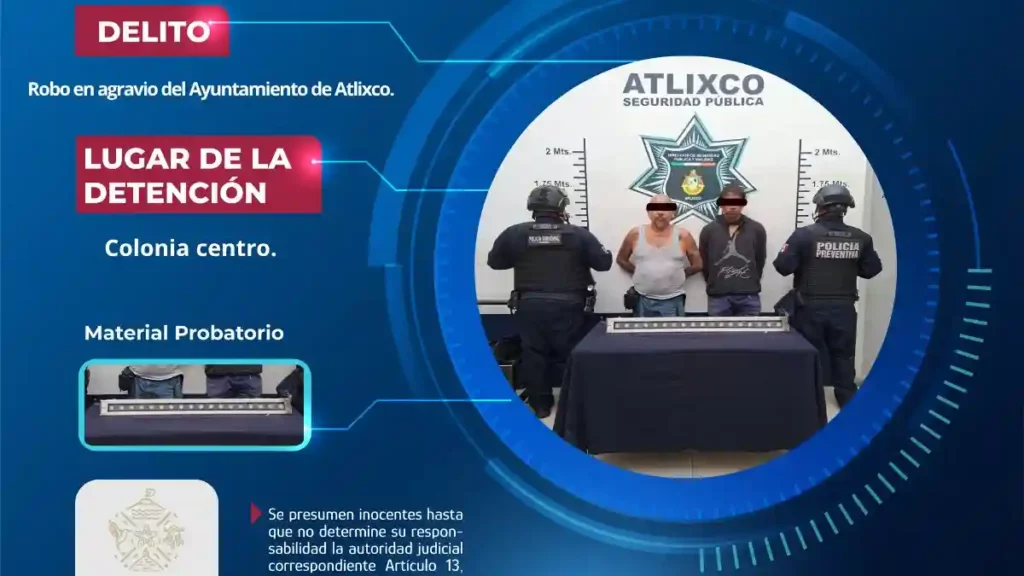 Policías de Atlixco frustran con éxito robo de luminaria