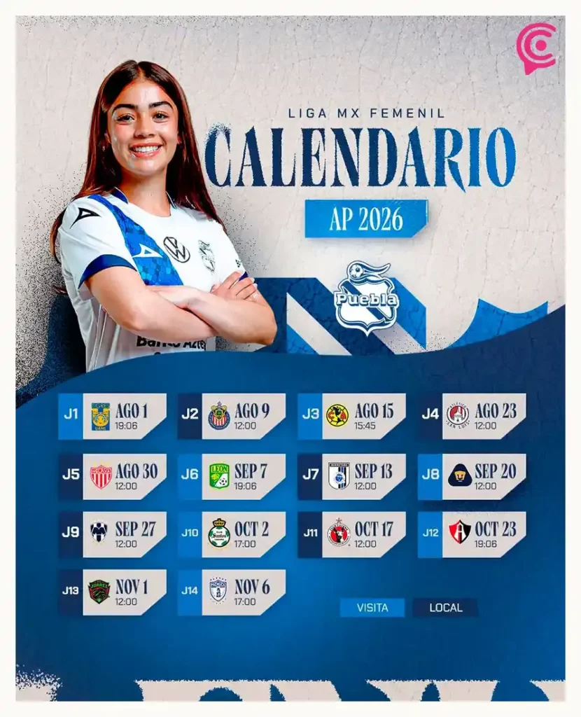 Club Puebla Femenil ya tiene calendario para el Apertura 2026; debutará ante Tigres