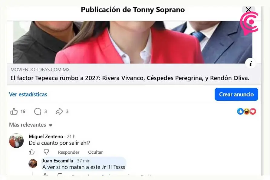 Difunden en redes amenazas de muerte veladas contra aspirante de Morena en Tepeaca, Puebla